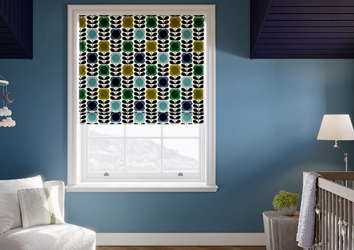 Orla Kiely Spot Flower Stem, Blue & Green - Twist&Fit Roman Blind - Image 3
